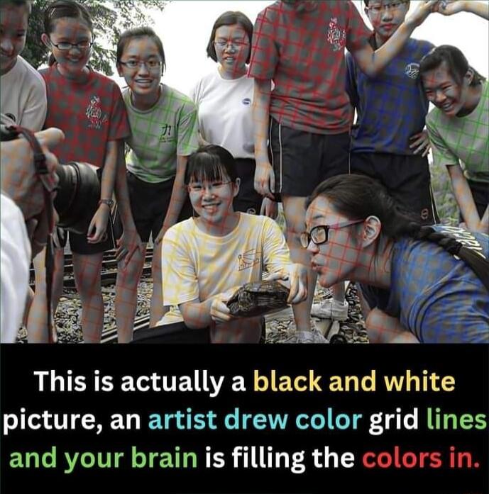 R EETTEUNE R ET T Te RN T picture an artist drew color grid lines and your brain is filling the i