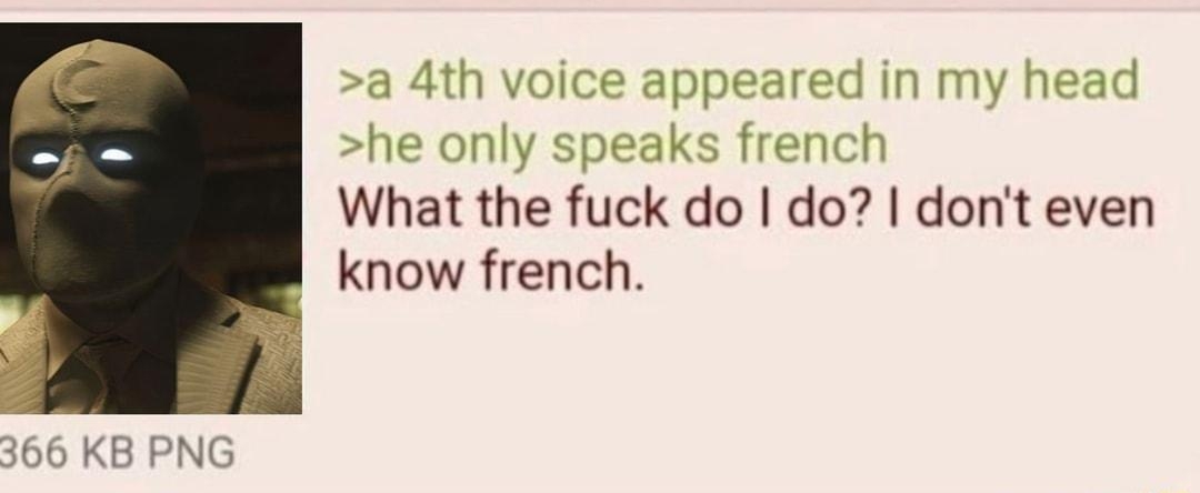 nonymous U1177191hu230371 7 N0oU4 86401 a 4th voice appeared in my head he only speaks french What the fuck do do dont even know french 366 KB PNG