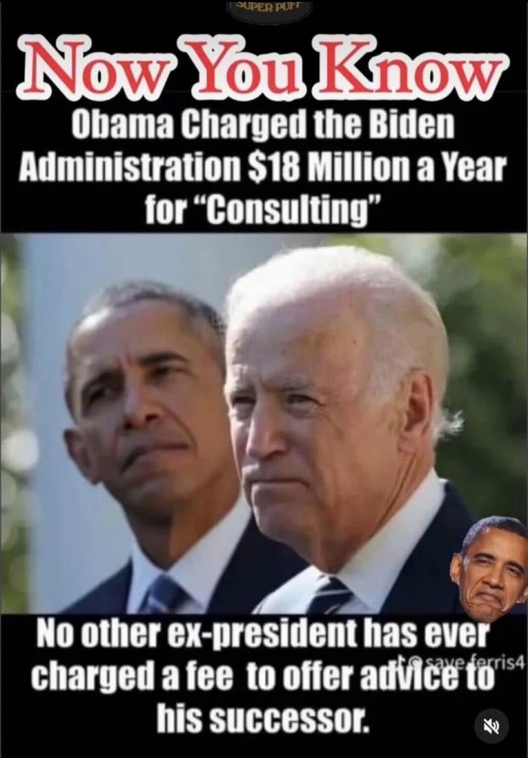 Now You Know Obama Charged the Biden Administration $18 Million a Year for 