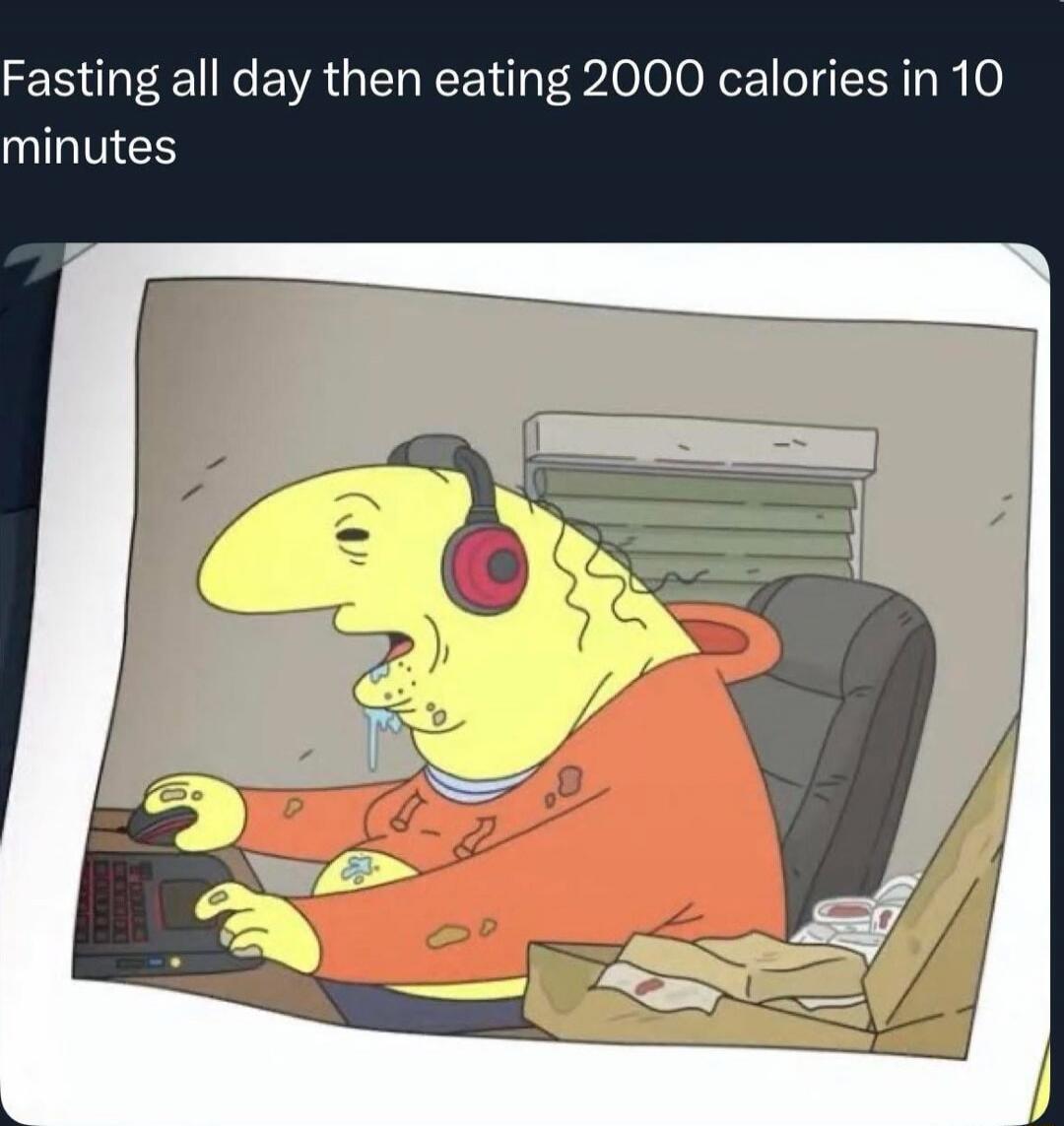 Fasting all day then eating 2000 calories in 10 minutes