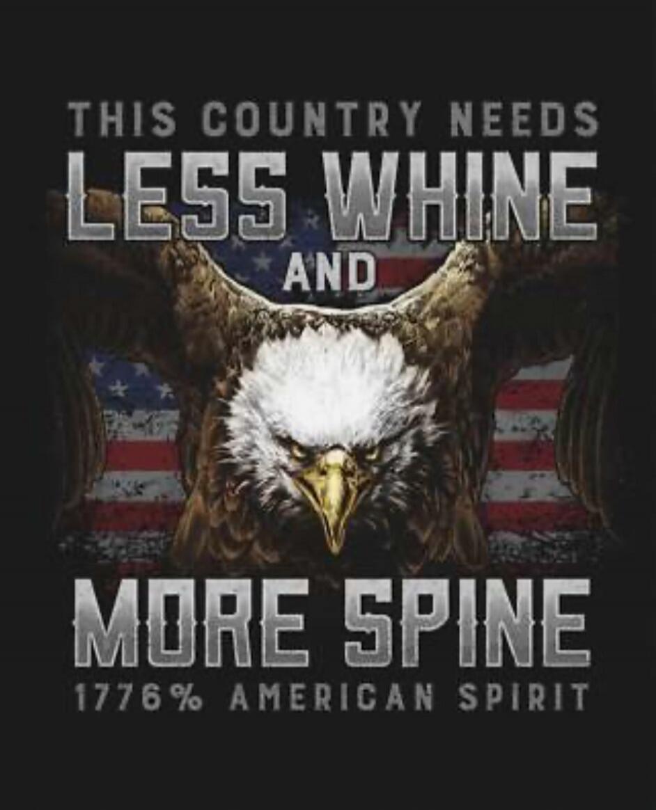 THIS COUNTRY NEEDS LESS WHINE AND MORE SPINE 1776% AMERICAN SPIRIT