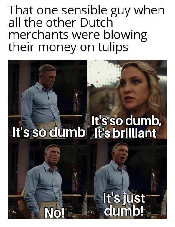 That one sensible guy when all the other Dutch merchants were blowing their money on tulips lltssodumb LESET0o Vg TR o1 IETa 13