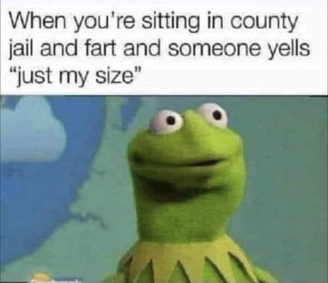 When youre sitting in county jail and fart and someone yells just my size