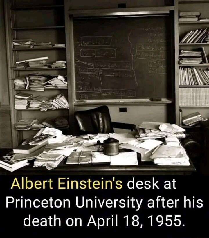 Albert Einsteins desk at Princeton University after his death on April 18 1955
