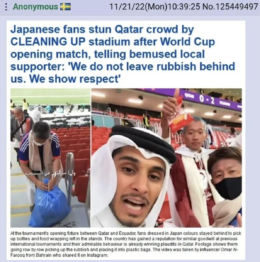 i Anonymous 112122Mon103925 No125449497 Japanese fans stun Qatar crowd by CLEANING UP stadium after World Cup opening match telling bemused local supporter We do not leave rubbish behind us We show respect doitfor 197 KB Purely socioeconomic facto
