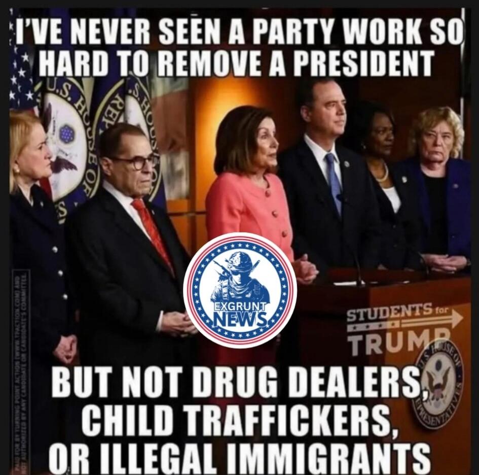 I've never seen a party work so hard to remove a president, but not drug dealers, child traffickers, or illegal immigrants. Students for Trump.