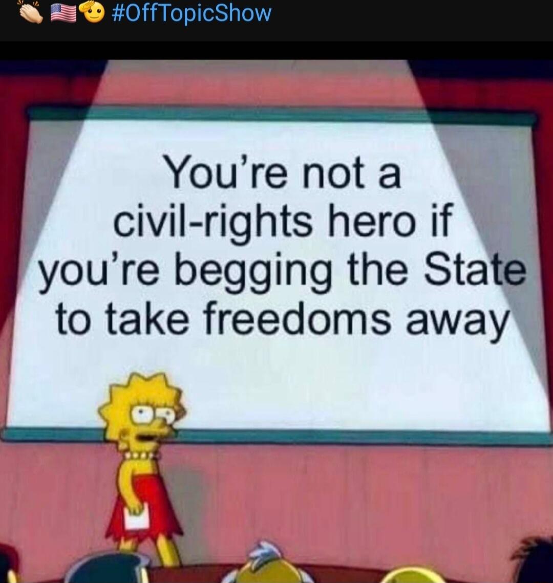 Youre not a civil rights hero if youre begging the State to take freedoms away