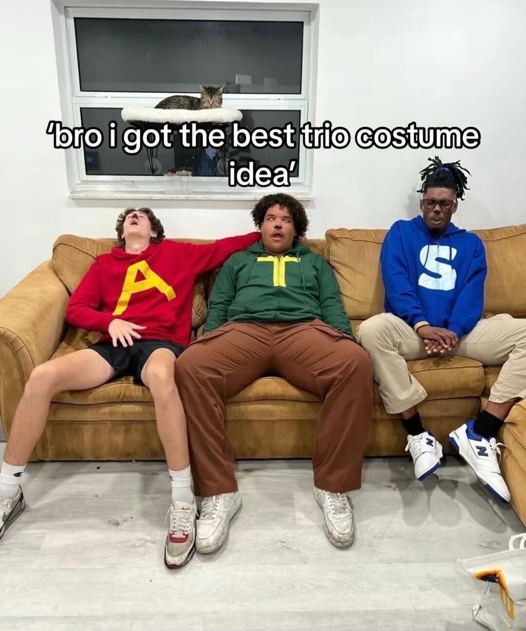 'bro i got the best trio costume idea'