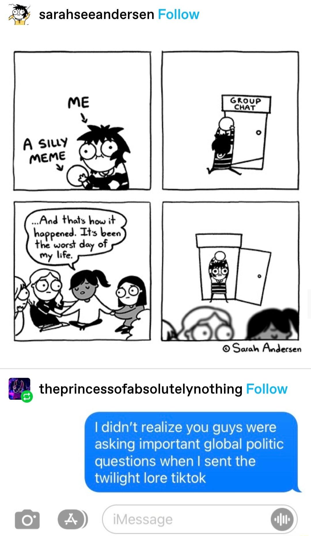 A sarahseeandersen Follow e A sy o mene Sarah Andecsen theprincessofabsolutelynothing Follow didnt realize you guys were ESLaleRlglolelg eTgidelel ok W oTel 1 questions when sent the twilight lore tiktok