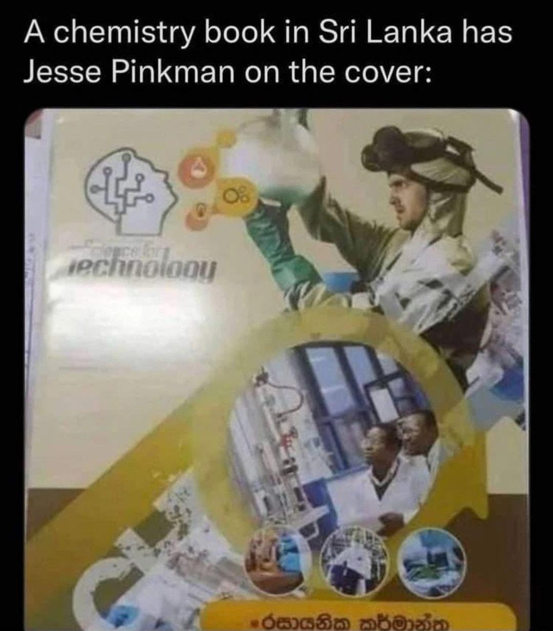A chemistry book in Sri Lanka has Jesse Pinkman on the cover