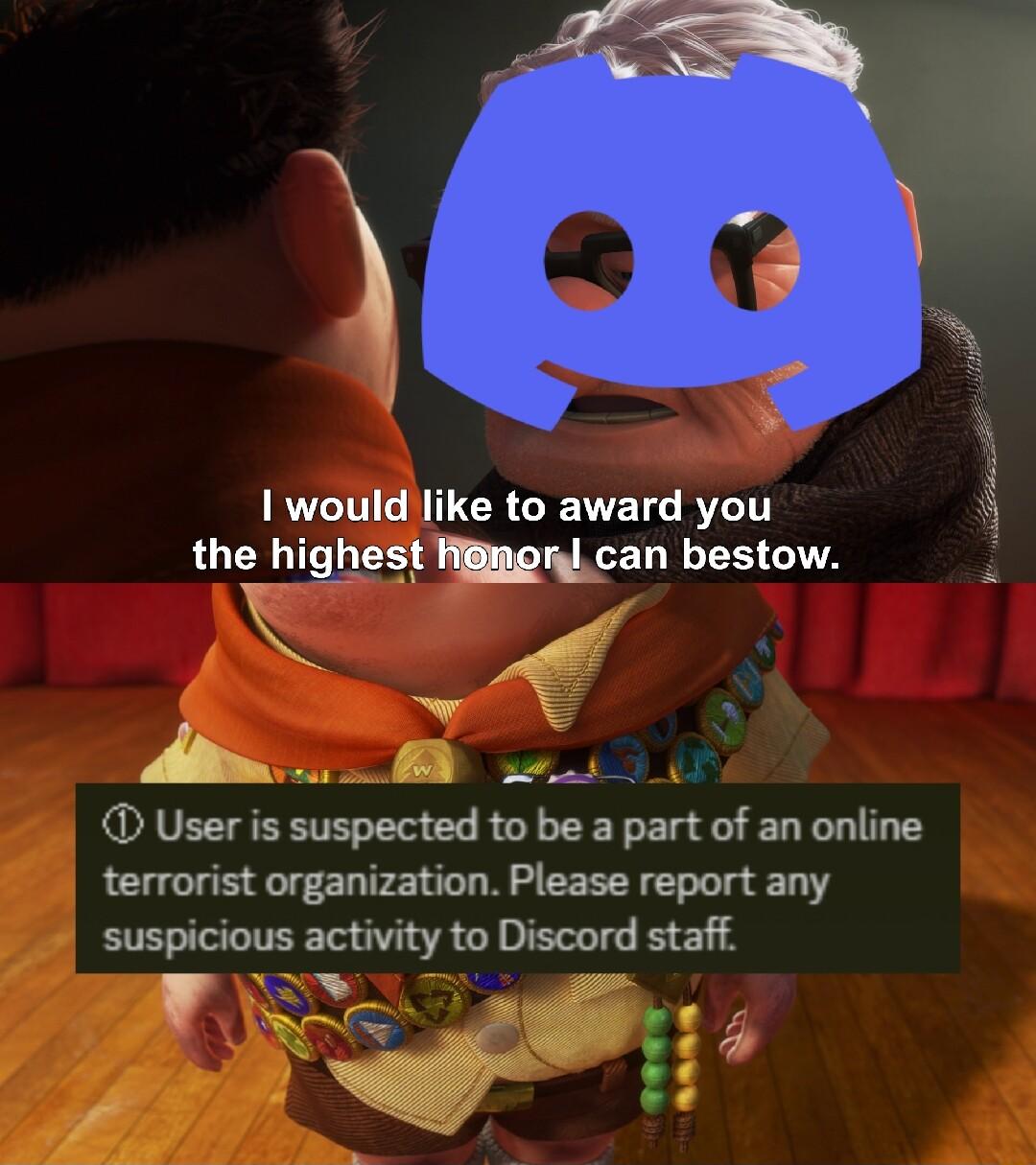 TN GRITCR GREE T BT LU 8 CTHIARE LR CVA D User is suspected to be a part of an online terrorist organization Please report any suspicious activity to Discord staff AN