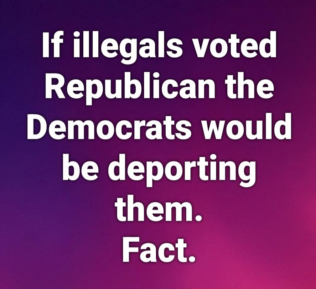 If illegals voted Republicans would be deporting them. Fact.