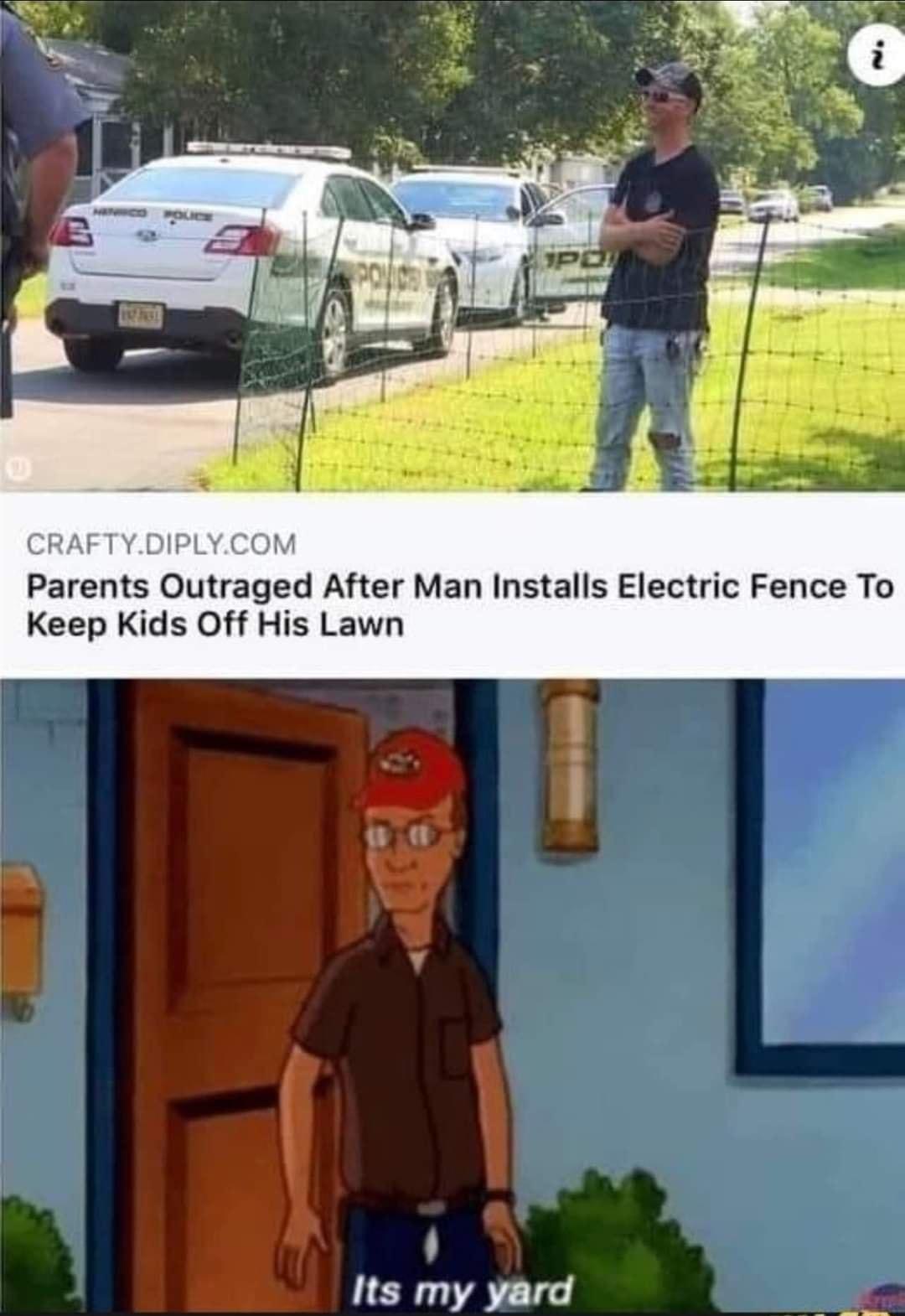 CRAFTYDIPLYCOM Parents Outraged After Man Installs Electric Fence To Keep Kids Off His Lawn UER S T