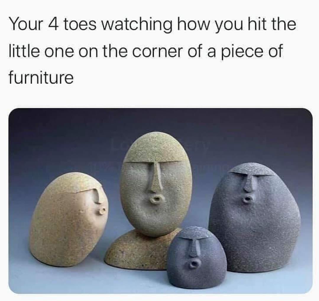 Your 4 toes watching how you hit the little one on the corner of a piece of furniture