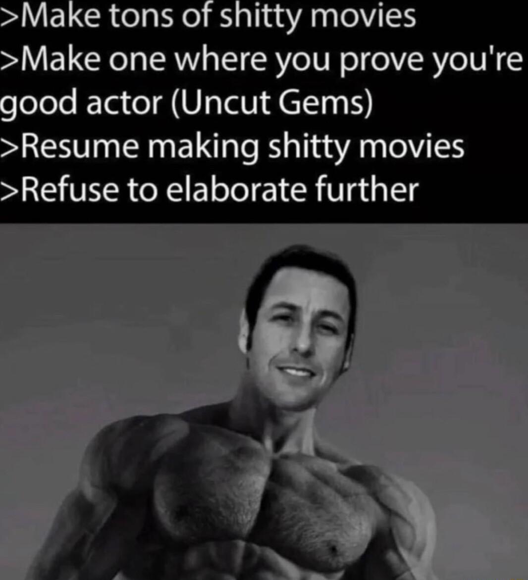 Make tons of shitty movies Make one where you prove youre slelele FEla o Ig VI Il d l b Resume making shitty movies Refuse to elaborate further