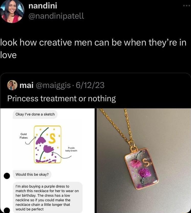 s QELLILT g nandinipatell look how creative men can be when theyre in love P mai s 61 Princess treatment or nothing