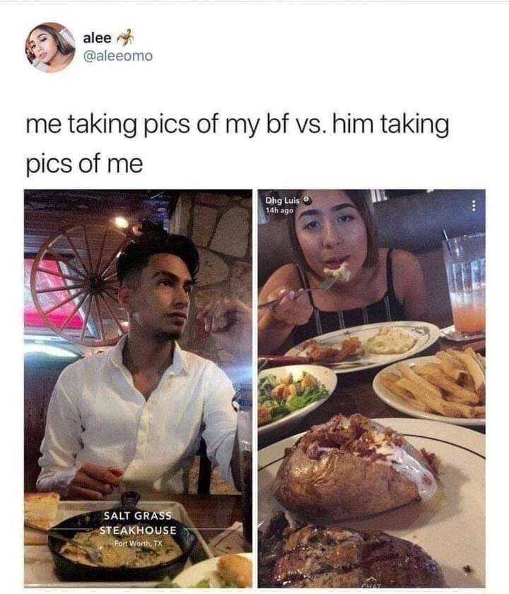 Q2 me taking pics of my bf vs him taking pics of me SALT GRASE P