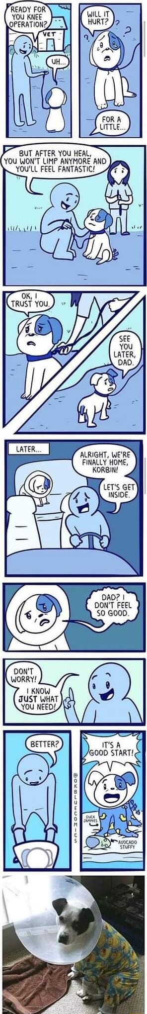 BUT AFTER YOU HEAL YOU WONT LIMP ANYMORE AND YOULL FEEL FANTASTIC ALRIGHT WERE FINALLY HOME KORBIN DONT FEEL SO GOOD