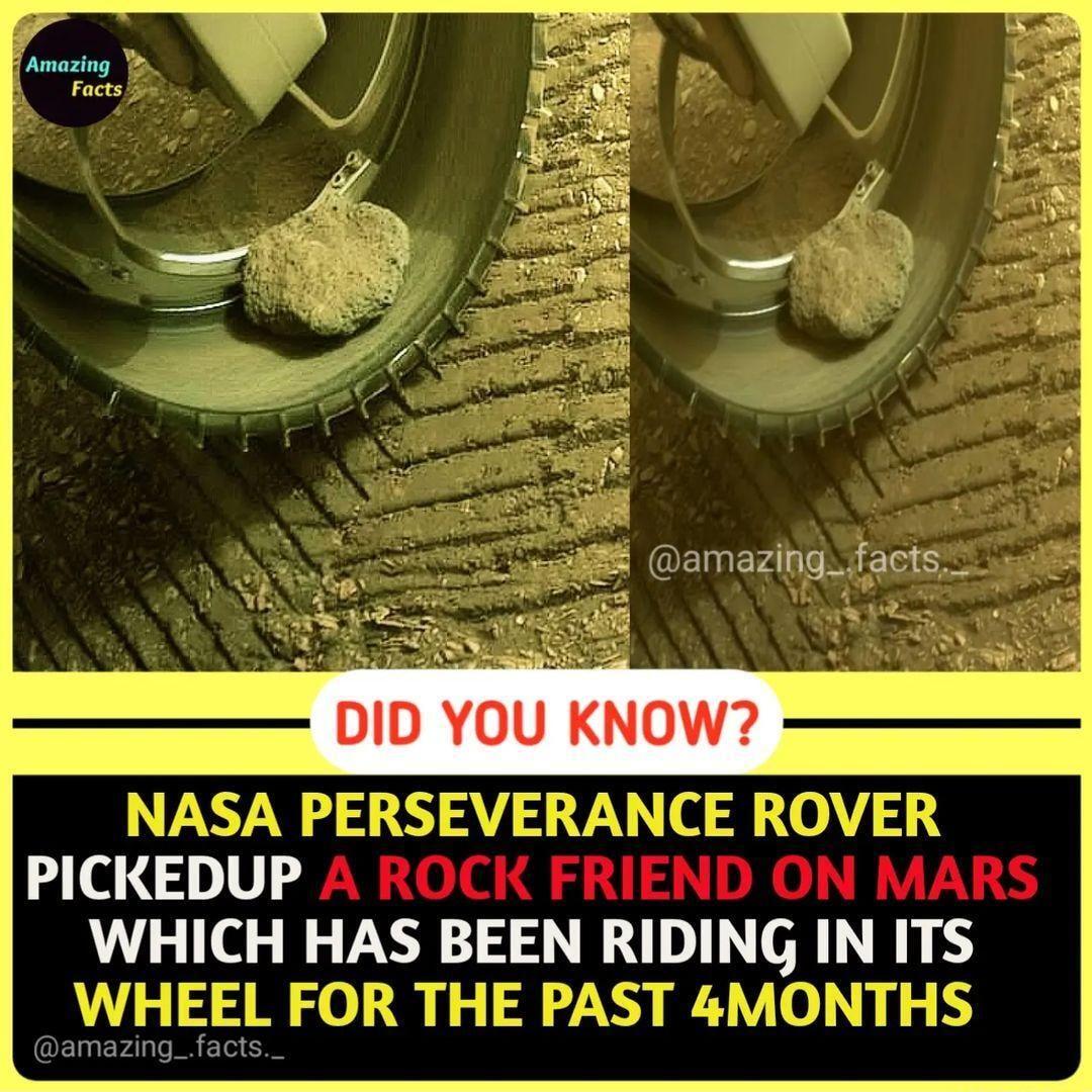 DID YOU KNOW NASA PERSEVERANCE ROVER PICKEDUP WHICH HAS BEEN RIDING IN ITS WHEEL FOR THE PAST 4MONTHS amazing_facts_