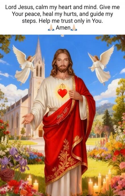 Lord Jesus, calm my heart and mind. Give me Your peace, heal my hurts, and guide my steps. Help me trust only in You. 🙏 Amen 🙏