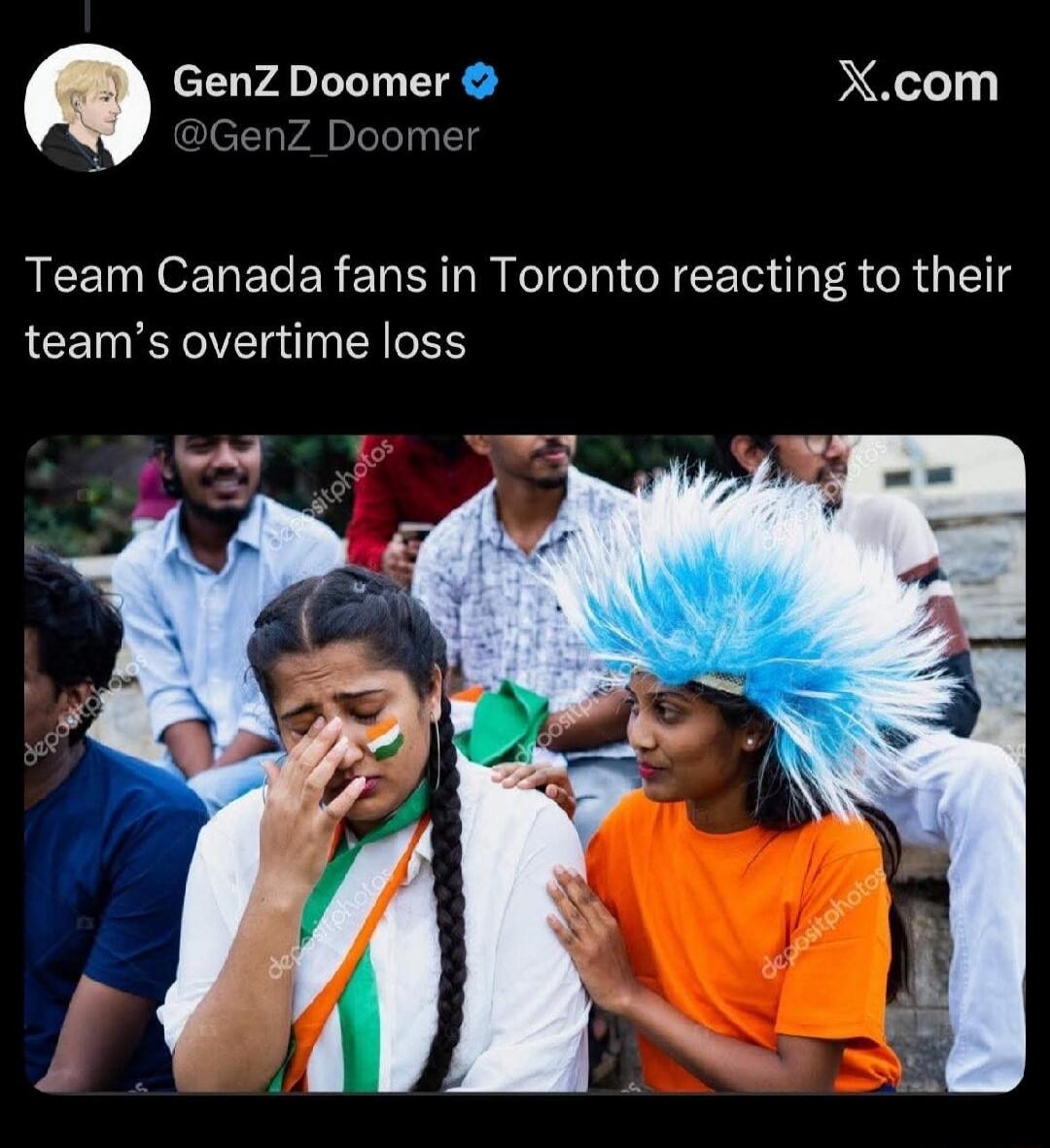 Team Canada fans in Toronto reacting to their team’s overtime loss