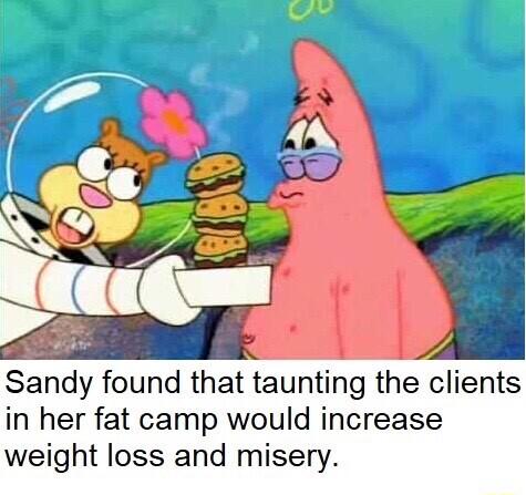Sandy found that taunting the clients in her fat camp would increase weight loss and misery