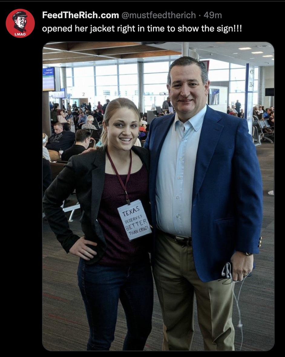 FeedTheRichcom therich 49m opened her jacket right in time to show the sign