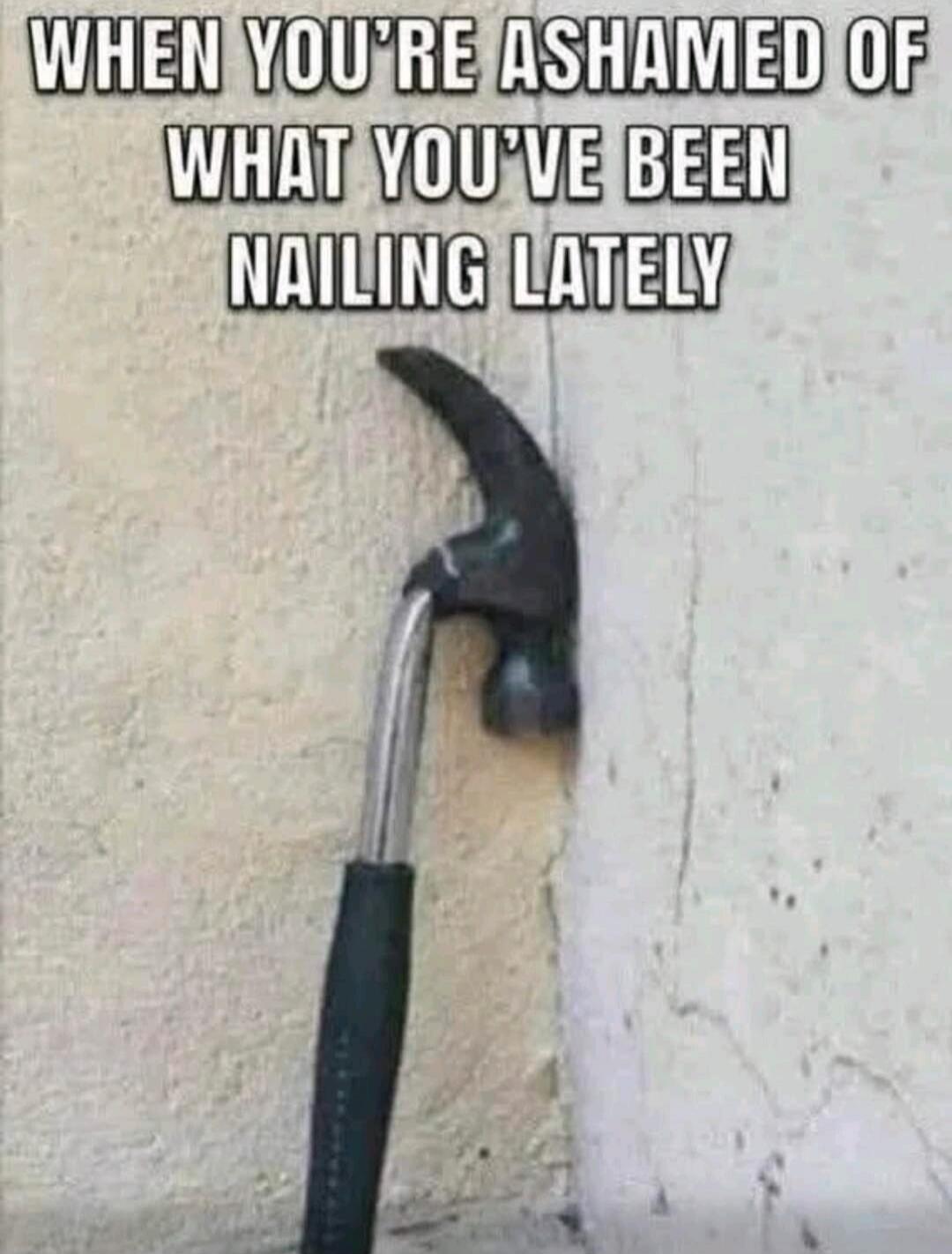 WHEN YOU'RE ASHAMED OF WHAT YOU'VE BEEN NAILING LATELY