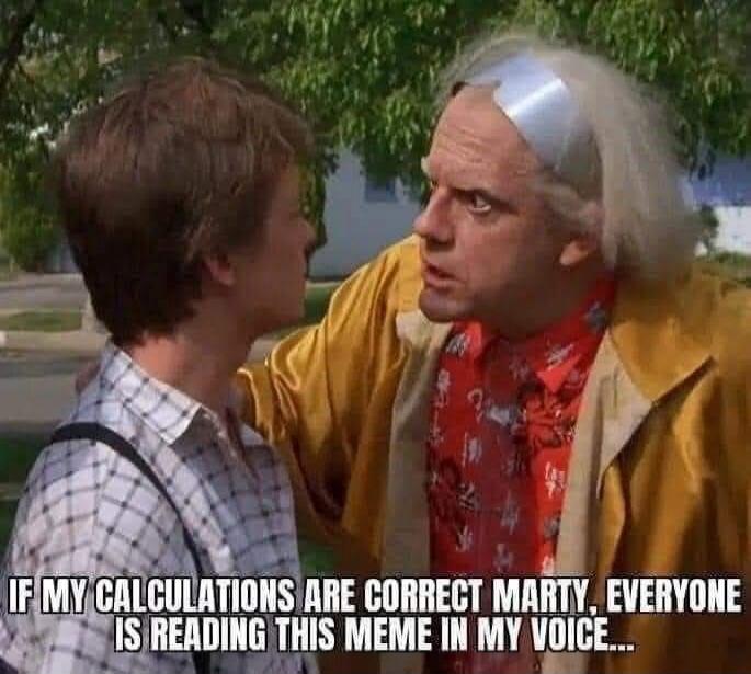 IF MY CALCULATIONS ARE CORRECT MARTY, EVERYONE IS READING THIS MEME IN MY VOICE...