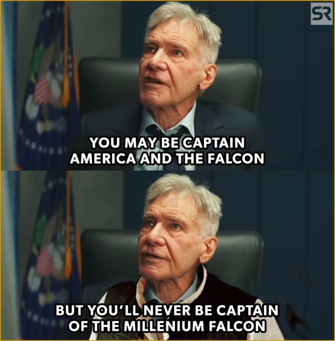 YOU MAYBECAPTAIN AMERICAAND THE FALCON ol bk But YOULL NEVER BE CAPTAIN OFLIHE MILLENIUM FAICON