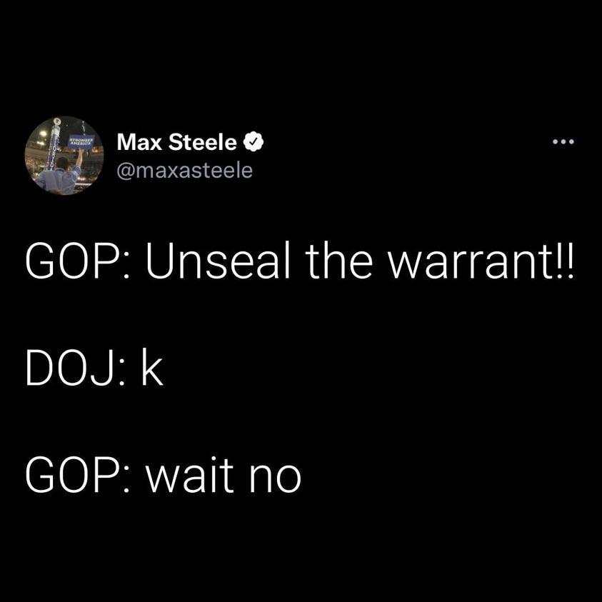 k VEVES LY 3 GIUEVEECEIE GOP Unseal the warrant DJONMS GOP wait no