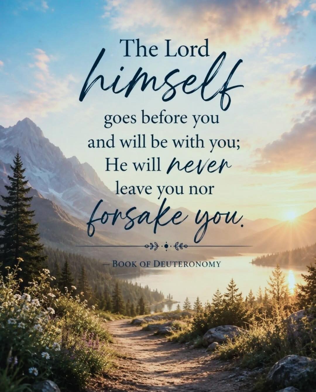 The Lord himself goes before you and will be with you; He will never leave you nor forsake you. - BOOK OF DEUTERONOMY