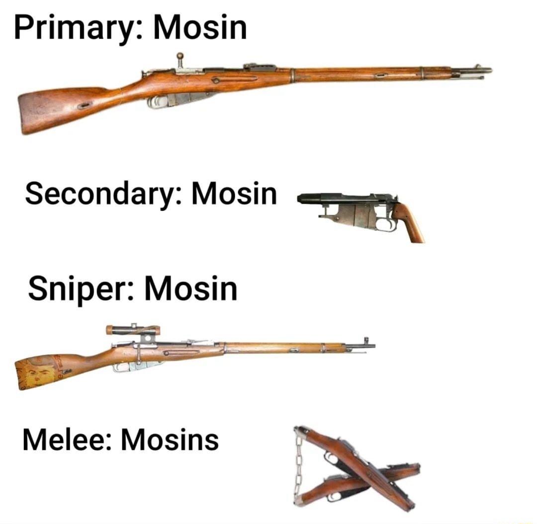 Primary Mosin 1 Secondary Mosin m Sniper Mosin 93 Melee Mosins