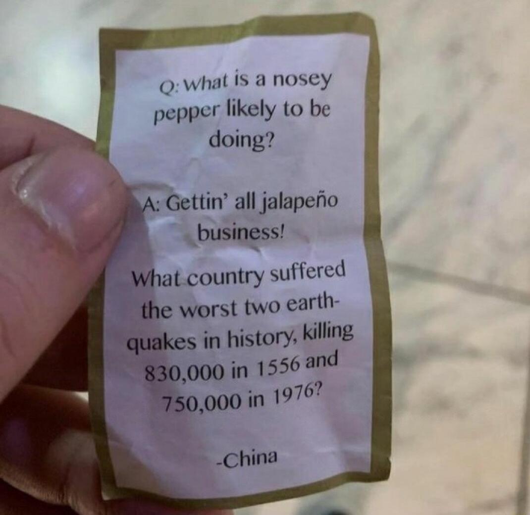 O what IS a nosey pepper likely to be doing A Gettin all jalapenio business e worst two earth in hislory killing ooon 19767 China
