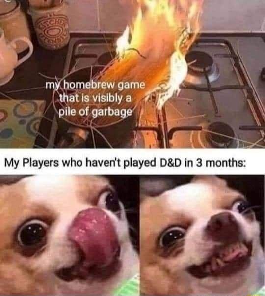 my homebrew game AL EERY R pile of garbage My Players who havent played DD in 3 months