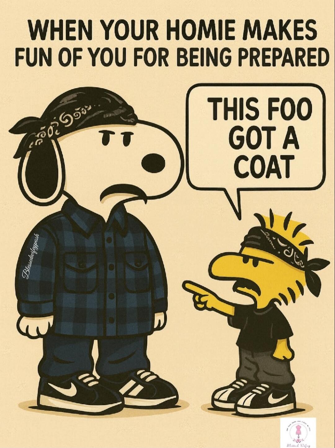 WHEN YOUR HOMIE MAKES FUN OF YOU FOR BEING PREPARED
THIS FOO GOT A COAT