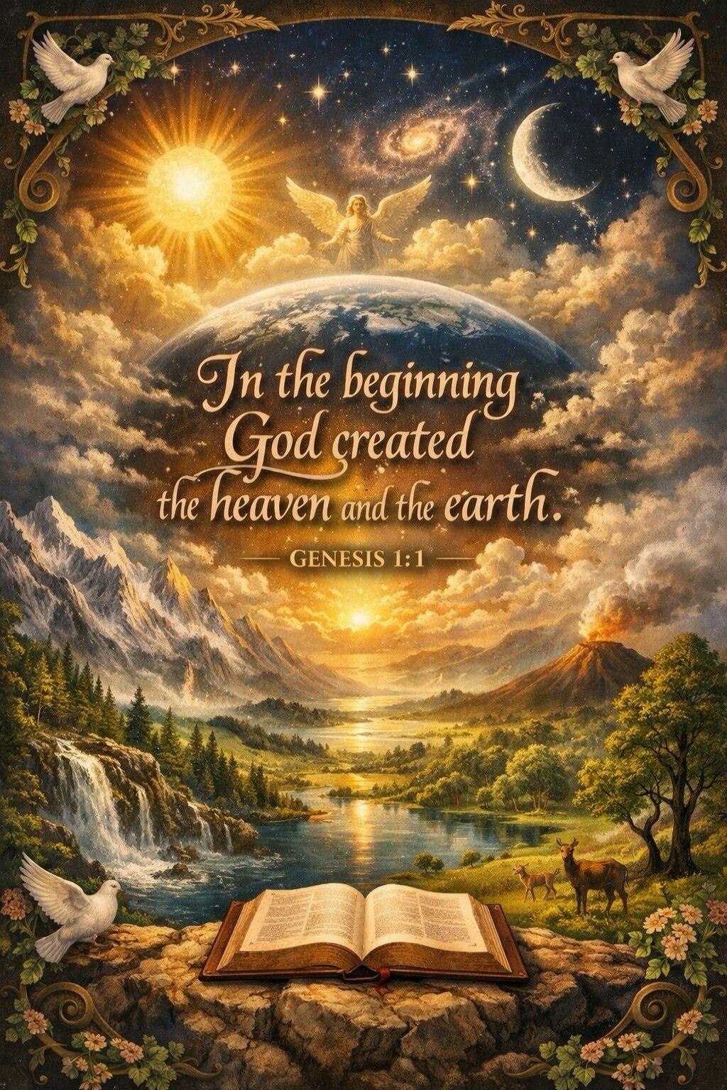 In the beginning God created the heaven and the earth. Genesis 1:1