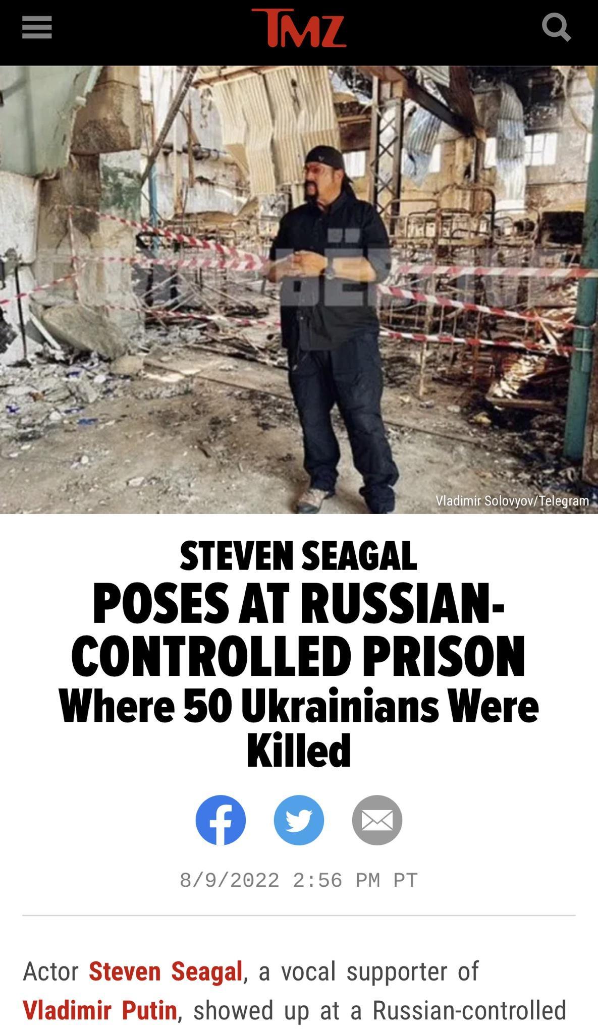 4 2 l STEVEN SEAGAL POSES AT RUSSIAN CONTROLLED PRISON Where 50 llll_lrlaLnians Were ille 0O al a vocal supporter of showed up at a Russian controlled Actor St