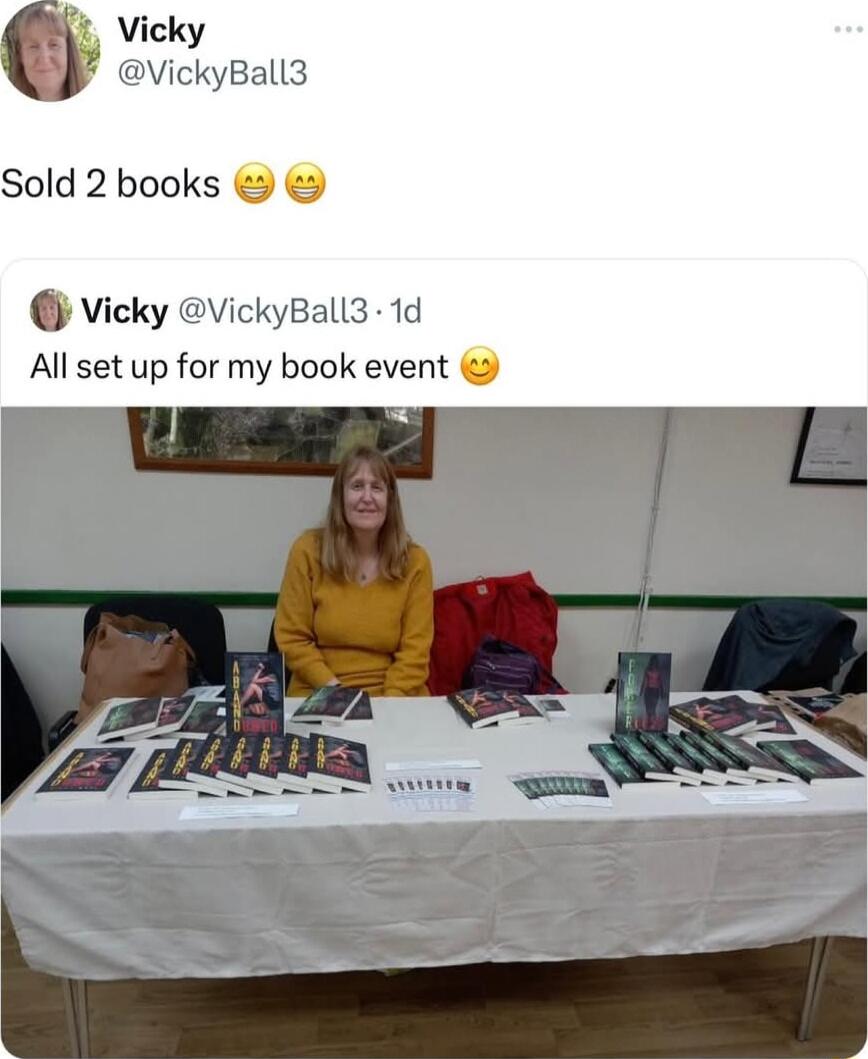 J avickyBalla Sold 2 books Vicky VickyBall3 1d All set up for my book event