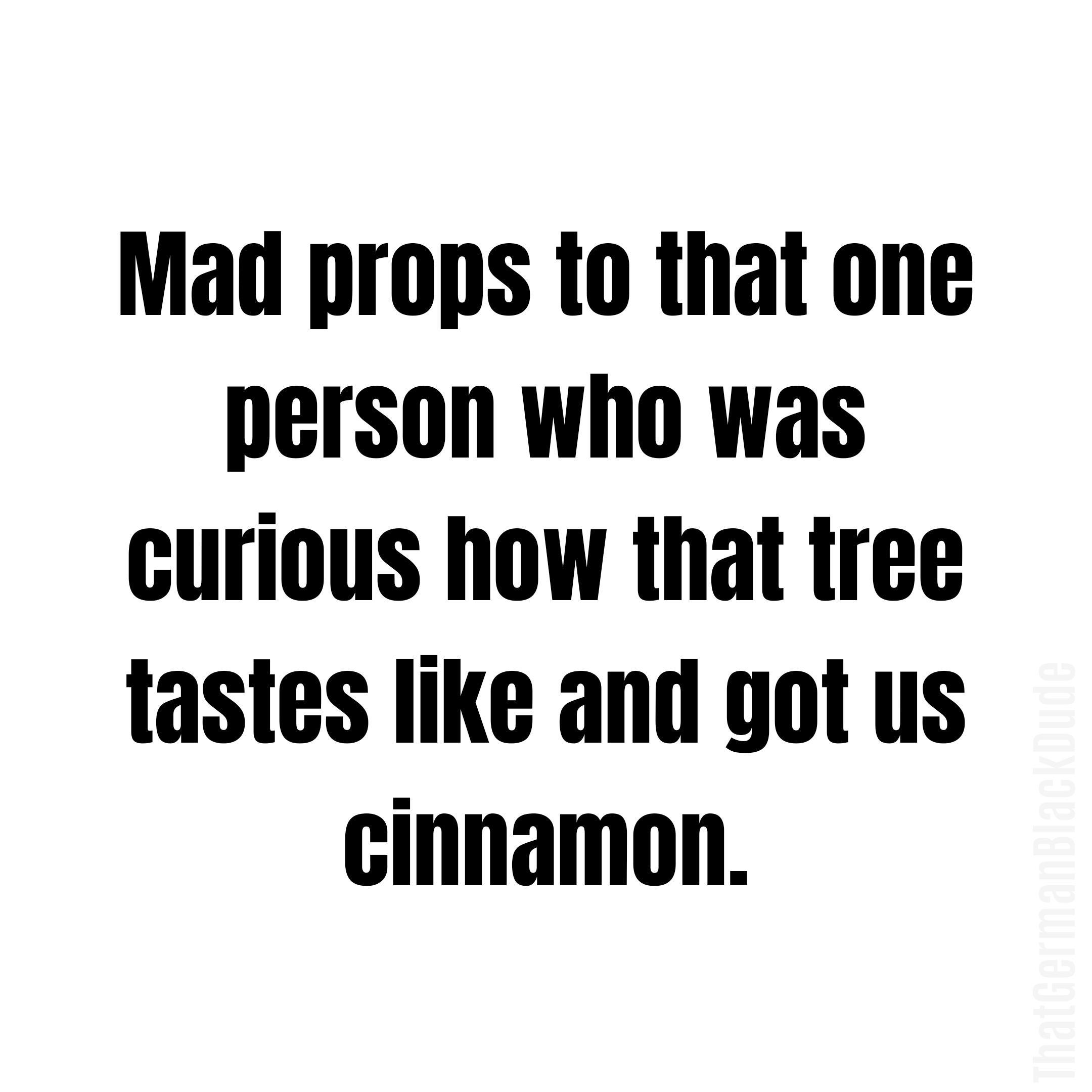 Mad props to that one person who was curious how that tree tastes like and got us cinnamon
