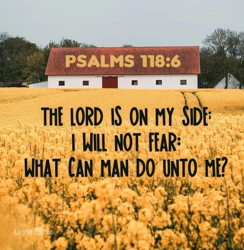 PSALMS 118:6 THE LORD IS ON MY SIDE: I WILL NOT FEAR: WHAT CAN MAN DO UNTO ME? Light Bible