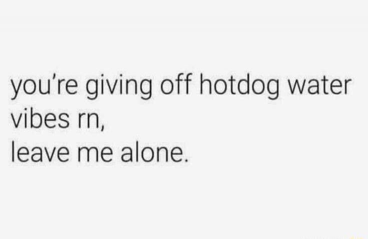 you're giving off hotdog water vibes rn, leave me alone.