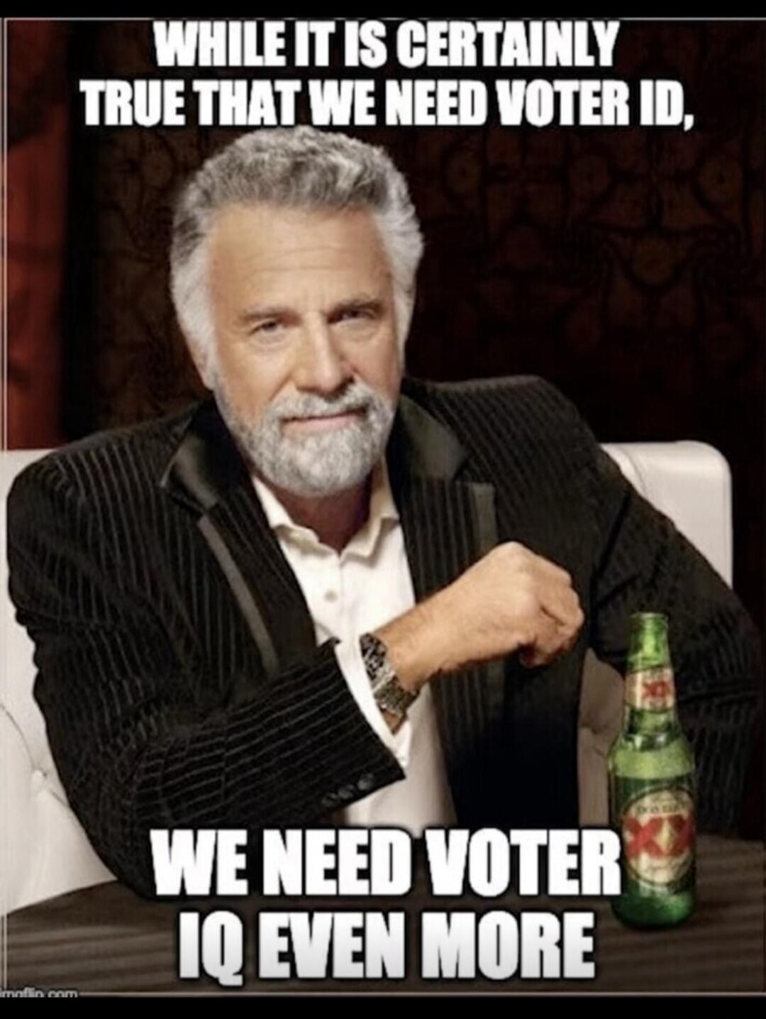 WHILE IT IS CERTAINLY TRUE THAT WE NEED VOTER ID, WE NEED VOTER IQ EVEN MORE