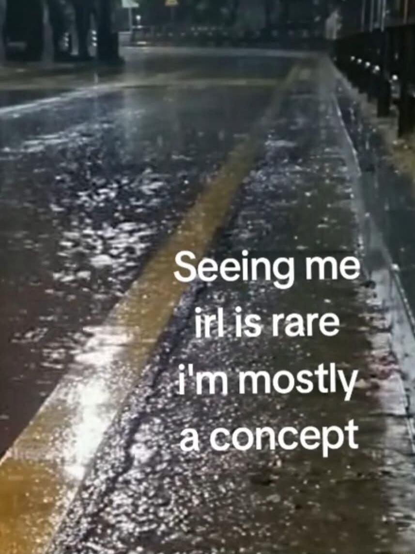 Seeing me irl is rare i'm mostly a concept