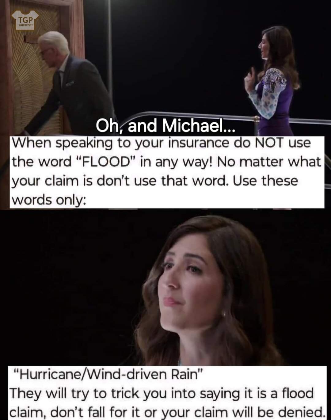 When speaking to your insurance do NOT use the word FLOOD in any way No matter what your claim is dont use that word Use these words only HurricaneWind driven Rain They will try to trick you into saying it is a flood claim dont fall for it or your claim will be denied