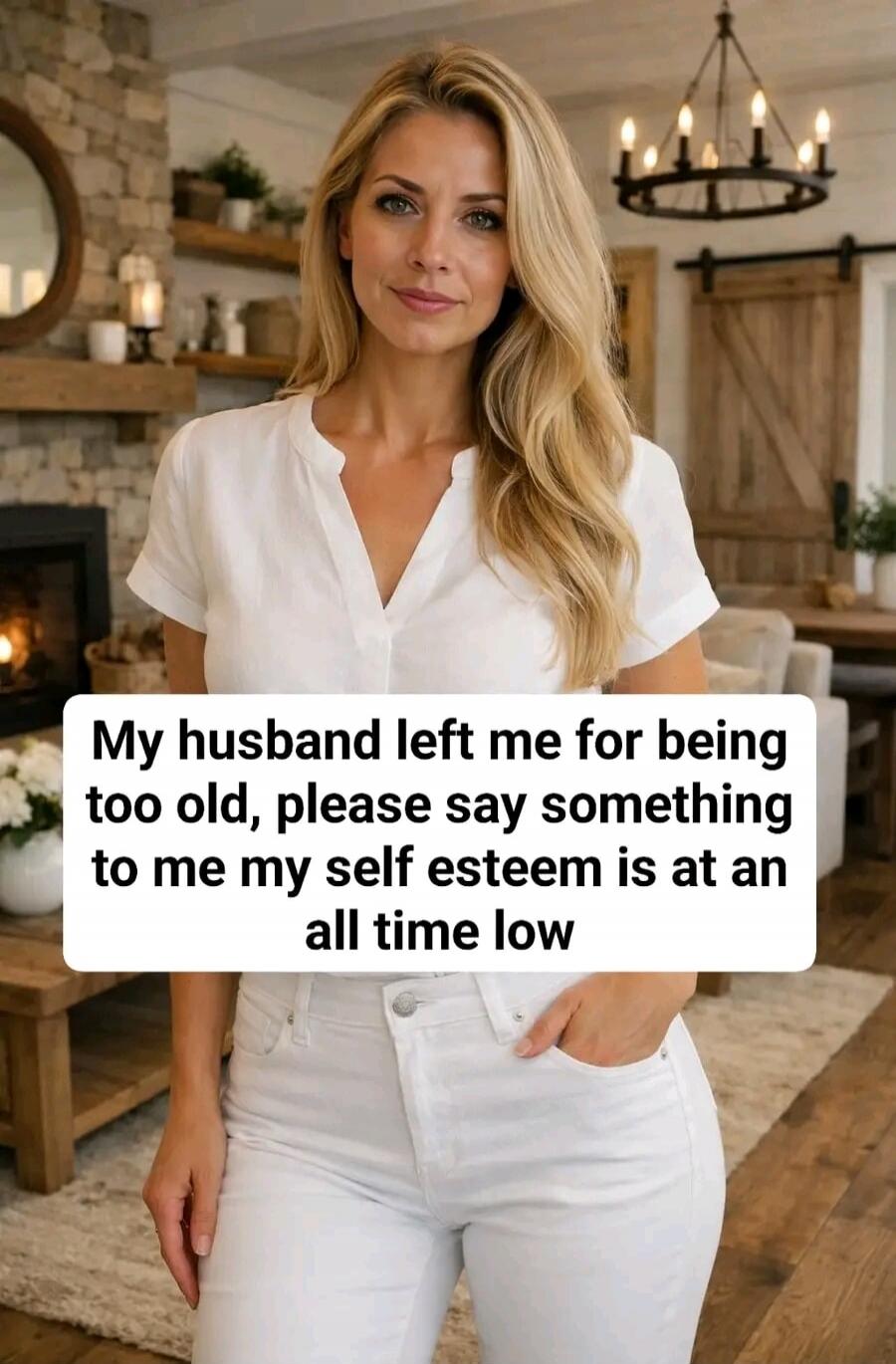My husband left me for being too old, please say something to me my self esteem is at an all time low