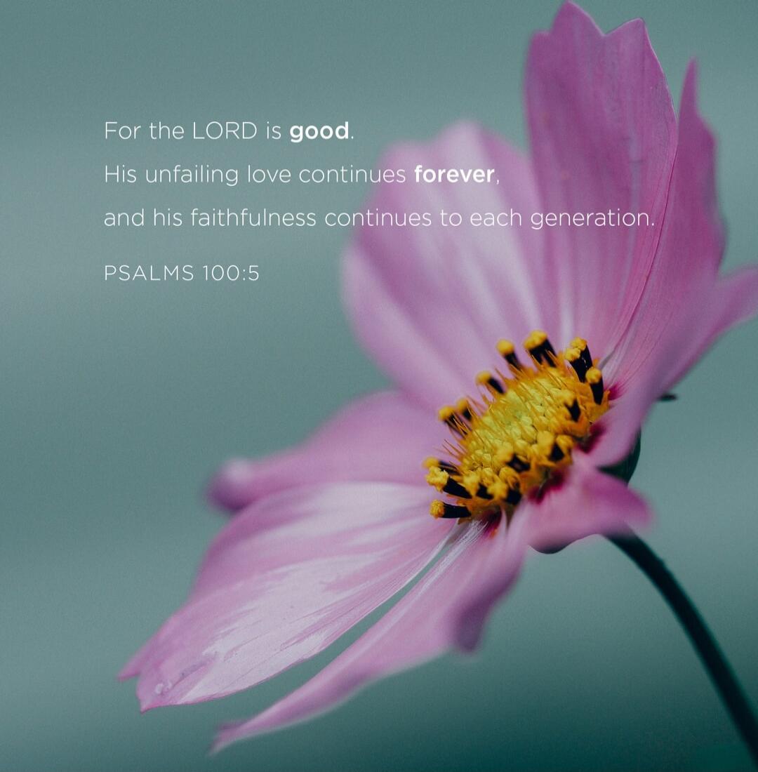 For the LORD is good. His unfailing love continues forever, and his faithfulness continues to each generation. PSALMS 100:5