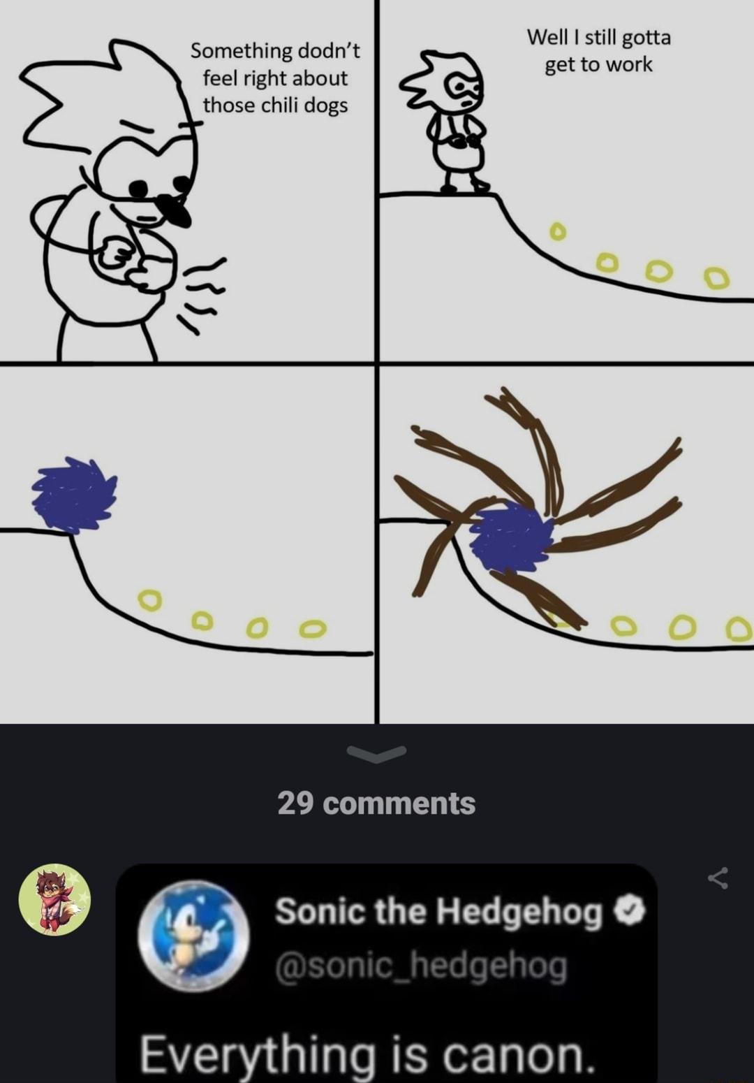 Well still gotta Something dodnt e feel right about those chilldogs 29 comments e Sonic the Hedgehog Everything is canon