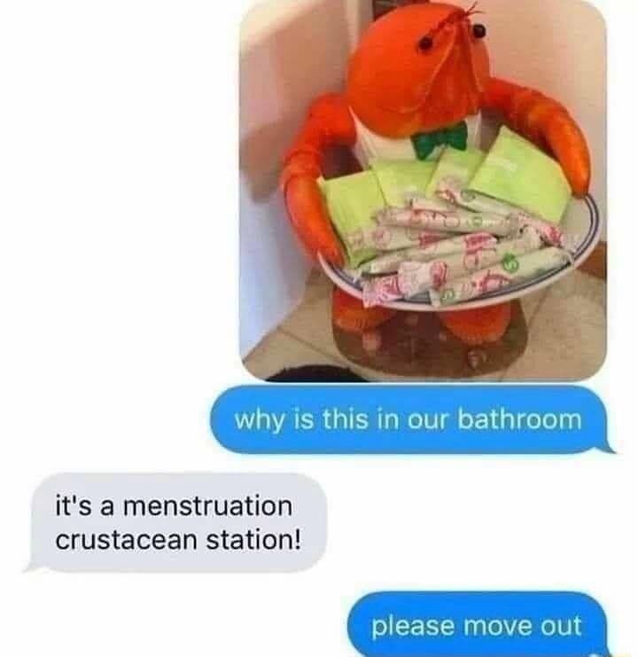 why IS this In our bathroorr its a menstruation crustacean station piease maove ou
