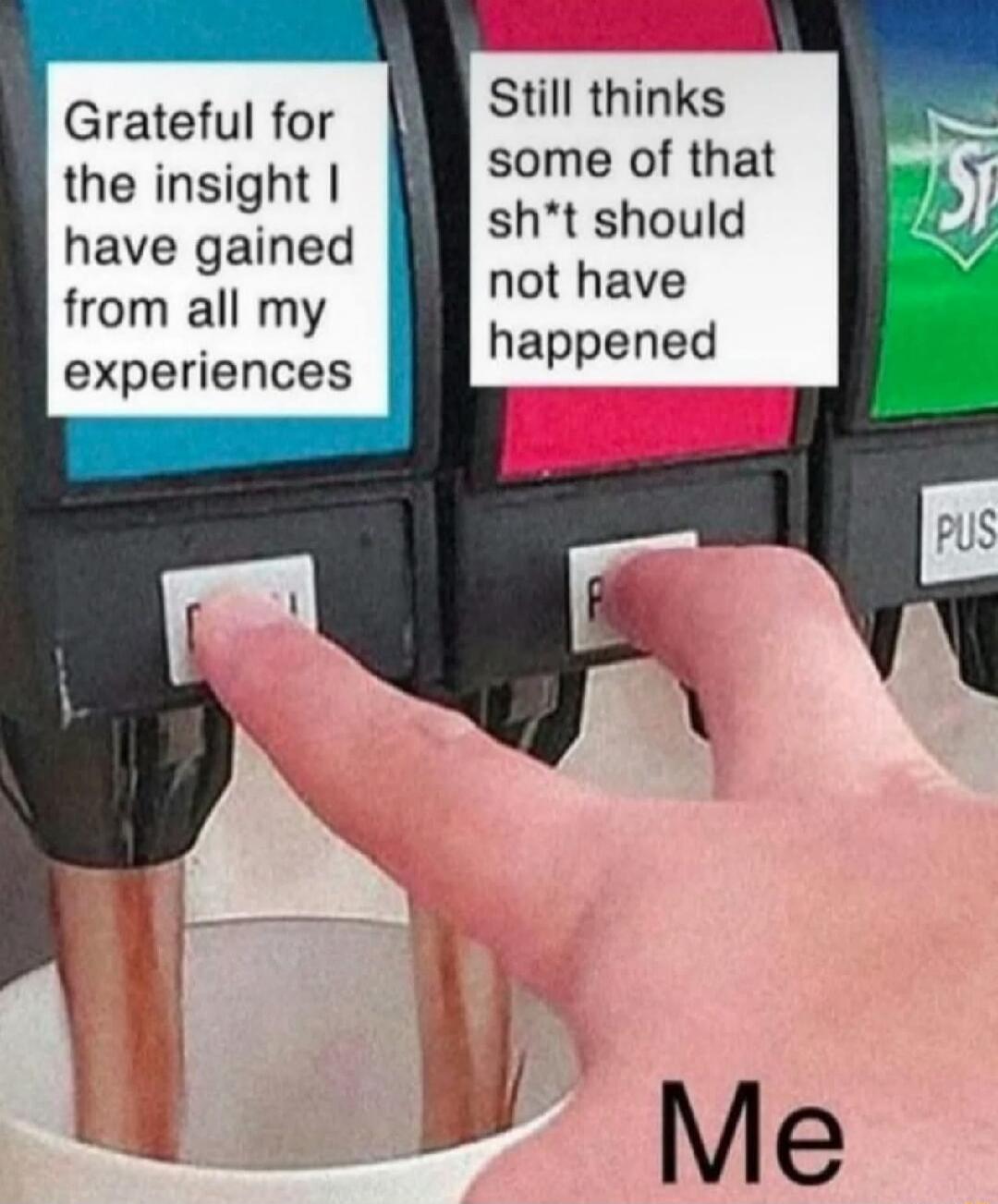 Grateful for the insight I have gained from all my experiences
Still thinks some of that sh*t should not have happened
Me